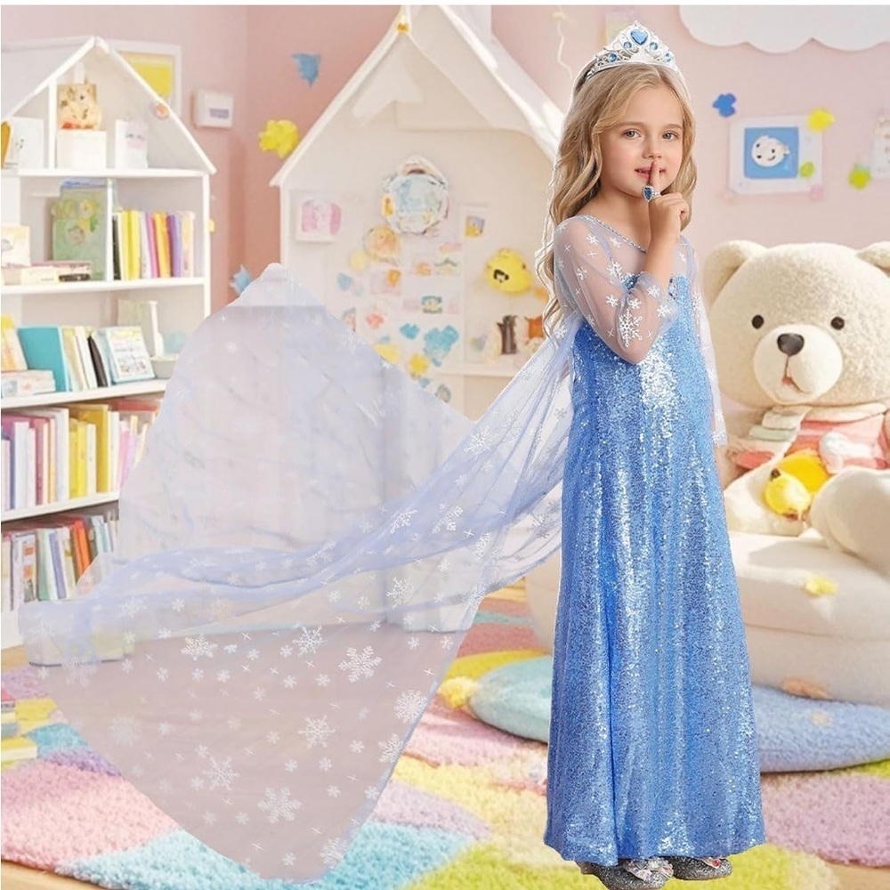NEW Frozen Deluxe~Elsa Sparkly Costume Dress with accessories~ Size Girls 7